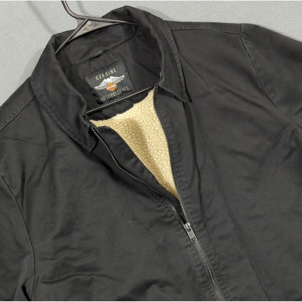Harley Davidson Jacket Men's M Black Sherpa Lined Canvas 97422-21VM